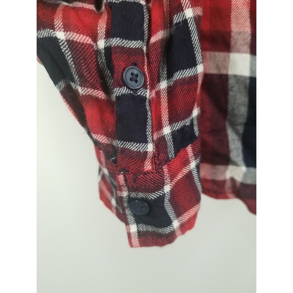 Lucky Brand Womens Flannel Shirt XS Black Red Plaid Long‎ Sleeve Button Up - Picture 4 of 6